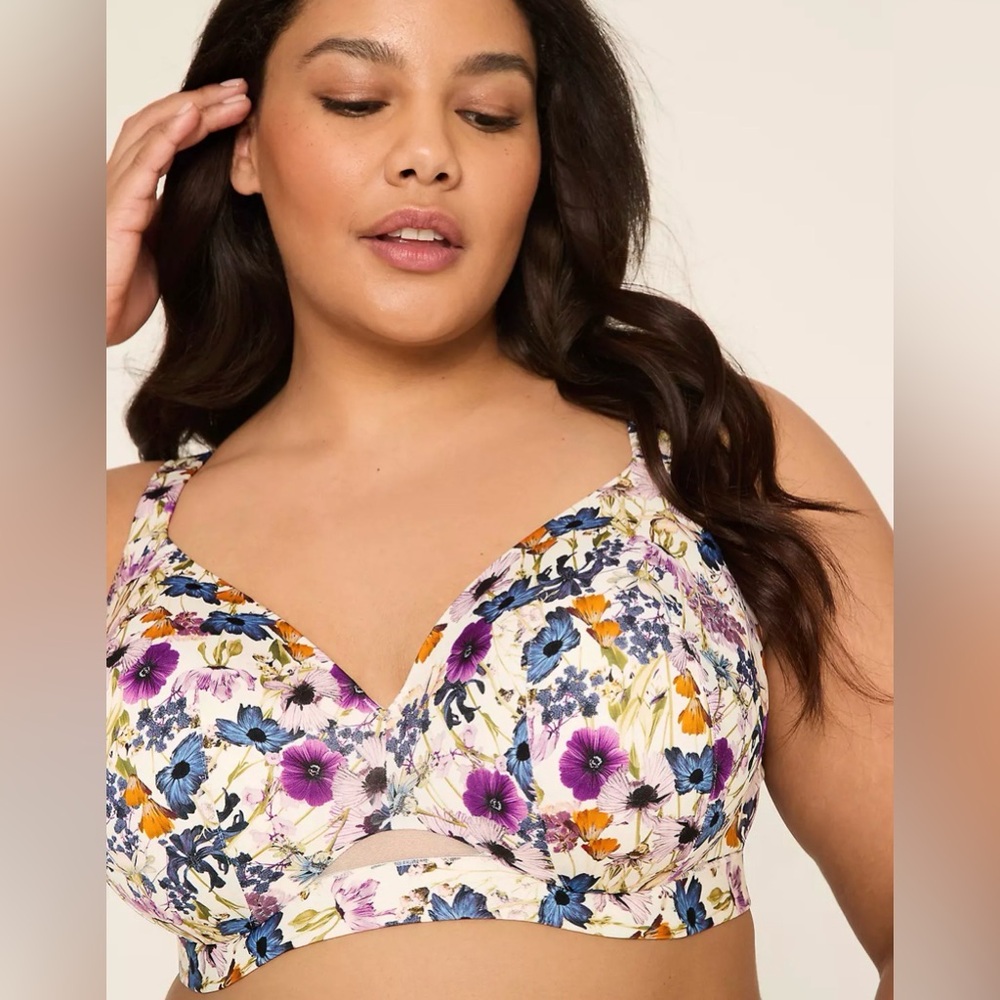 Cacique Comfort Bliss Lightly Lined Full Coverage Bra 42D Lane Bryant Floral